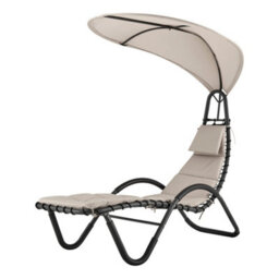Livivo Bali Beige Sun Lounger With Canopy - thumbnail 1