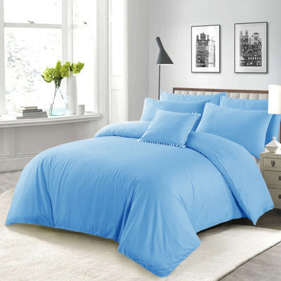 Ameha Plain 3-Piece Duvet Light Blue Quilt Cover Breathable Microfiber Reversible King Set With Pillowcase 230 X 220 Cm - image 1