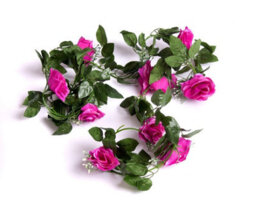 Best Artificial 7Ft Light Purple Silk Rose Garland Decoration - Perfect From Home, Office Or Events - thumbnail 5