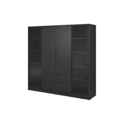 Arte  Kelly 206Cm Glass Door Wardrobe In Classic Black - Timeless Storage With Reflective Elements - thumbnail 2