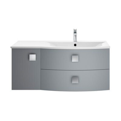 Hudson Reed Sarenna Wall Hung Rh 2 Drawer 1 Door Vanity Unit & Basin, Dove Grey Matt, 1012 X 504 X 448mm - image 1