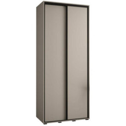 Arte Dakota I Sleek Cashmere & Black Sliding Door Wardrobe 1000mm H2350mm D600mm With Two Hanging Rails And Six Shelves - thumbnail 1