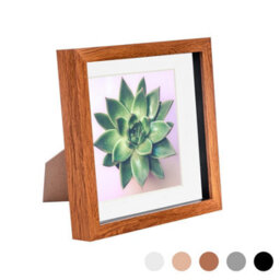"Nicola Spring 8 X 8"" Photo Frame - Dark Wood/white Mount - 3D Photo Frame Picture Frame Box Portrait Display Case (22.5 X 22.5Cm)" - thumbnail 1