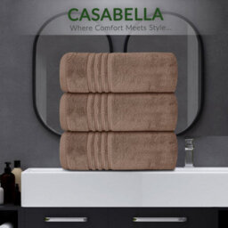 Casabella Towels 3 Pack Bath Sheets Large Bath Towel 80X140 Cm 100% Zero-Twist Cotton Highly Absorbenttowels Truffle - thumbnail 7