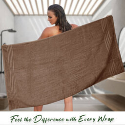 Casabella Towels 3 Pack Bath Sheets Large Bath Towel 80X140 Cm 100% Zero-Twist Cotton Highly Absorbenttowels Truffle - thumbnail 8