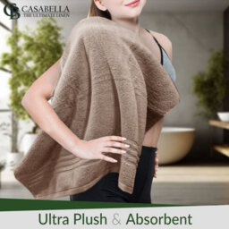 Casabella Towels 3 Pack Bath Sheets Large Bath Towel 80X140 Cm 100% Zero-Twist Cotton Highly Absorbenttowels Truffle - thumbnail 9