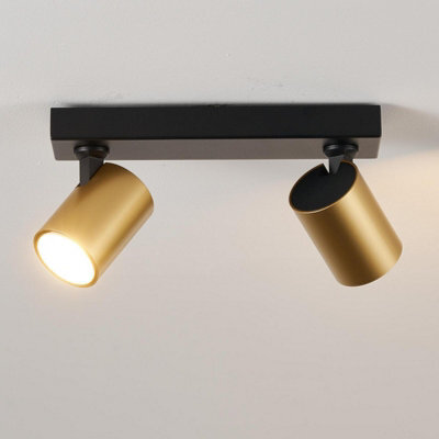 Harper Living 2-Way Ceiling Spotlights, Gu10 Track Lighting, Black & Gold Finish, Rotatable Modern Ceiling Lamp - image 1