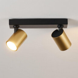 Harper Living 2-Way Ceiling Spotlights, Gu10 Track Lighting, Black & Gold Finish, Rotatable Modern Ceiling Lamp - thumbnail 1