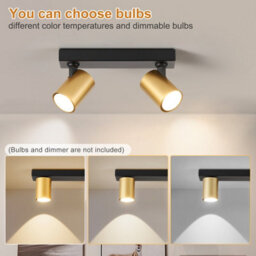 Harper Living 2-Way Ceiling Spotlights, Gu10 Track Lighting, Black & Gold Finish, Rotatable Modern Ceiling Lamp - thumbnail 6