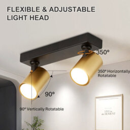 Harper Living 2-Way Ceiling Spotlights, Gu10 Track Lighting, Black & Gold Finish, Rotatable Modern Ceiling Lamp - thumbnail 5