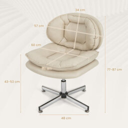 Costway Armless Home Office Chair Upholstered Swivel Computer Chair Height Adjustable Vanity Chair - thumbnail 3