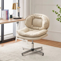 Costway Armless Home Office Chair Upholstered Swivel Computer Chair Height Adjustable Vanity Chair - thumbnail 1