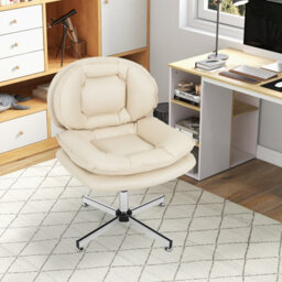Costway Armless Home Office Chair Upholstered Swivel Computer Chair Height Adjustable Vanity Chair - thumbnail 8