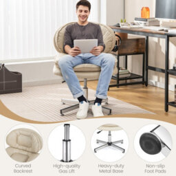 Costway Armless Home Office Chair Upholstered Swivel Computer Chair Height Adjustable Vanity Chair - thumbnail 6