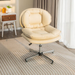 Costway Armless Home Office Chair Upholstered Swivel Computer Chair Height Adjustable Vanity Chair - thumbnail 9