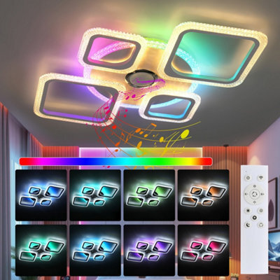 Modern Chandelier Led Lamp Rgb Crystal Frame Smart Bt Music Ceiling Light Lamp - image 1