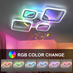 Modern Chandelier Led Lamp Rgb Crystal Frame Smart Bt Music Ceiling Light Lamp - thumbnail 2
