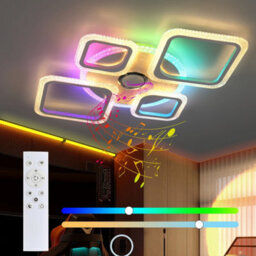 Modern Chandelier Led Lamp Rgb Crystal Frame Smart Bt Music Ceiling Light Lamp - thumbnail 6