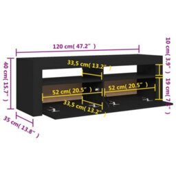 Vidaxl Tv Cabinet With Led Lights Black 120X35X40 Cm - thumbnail 3