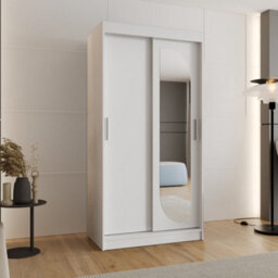 Arte Luminous White Lucy Sliding Door Wardrobe 1000mm X 2000mm X 620mm - Modern & Bright Closet - thumbnail 2