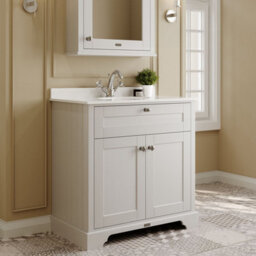 Hudson Reed Floor Standing 2 Door Traditional Vanity Unit With 1 Tap Hole White Marble Top & Basin, Timeless Sand, 820 X 470 mm - thumbnail 4