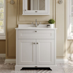 Hudson Reed Floor Standing 2 Door Traditional Vanity Unit With 1 Tap Hole White Marble Top & Basin, Timeless Sand, 820 X 470 mm - thumbnail 2