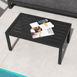 Outsunny Outdoor Side Table Garden Table With Steel Frame And Slat Top Black - thumbnail 7