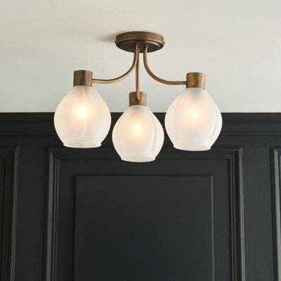 Pagazzi Lighting Pagazzi Hamilton 3 Light Antique Brass Semi Flush Ceiling Light - image 1