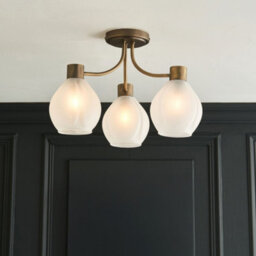 Pagazzi Lighting Pagazzi Hamilton 3 Light Antique Brass Semi Flush Ceiling Light - thumbnail 1
