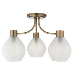 Pagazzi Lighting Pagazzi Hamilton 3 Light Antique Brass Semi Flush Ceiling Light - thumbnail 8