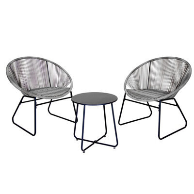 Charles Bentley Zanzibar Tea For Two Bistro Set Grey Cafe 2 Chairs And Table - image 1