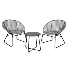 Charles Bentley Zanzibar Tea For Two Bistro Set Grey Cafe 2 Chairs And Table - thumbnail 4