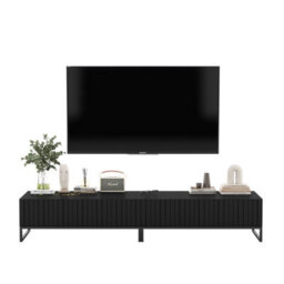 Heze Furniture Elpis Glamour Tv Sideboard 220 Cm Tv Unit Black Matt / Black Frame - thumbnail 2
