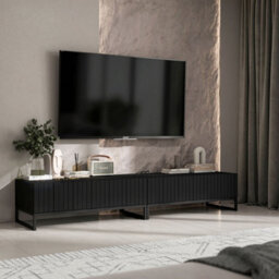 Heze Furniture Elpis Glamour Tv Sideboard 220 Cm Tv Unit Black Matt / Black Frame - thumbnail 3