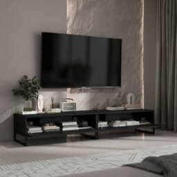 Heze Furniture Elpis Glamour Tv Sideboard 220 Cm Tv Unit Black Matt / Black Frame - thumbnail 4