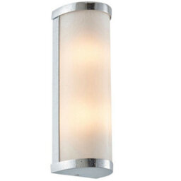 2 Pack Ip44 Bathroom Wall Light Chrome & Frosted Glass Modern Twin Curved Lamp - thumbnail 4