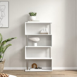 Homcom Wooden Storage Display Unit Bookshelf Bookcase Dividers S Shaped White - thumbnail 8