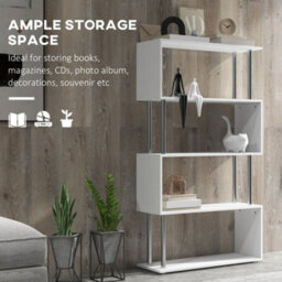 Homcom Wooden Storage Display Unit Bookshelf Bookcase Dividers S Shaped White - thumbnail 4