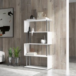 Homcom Wooden Storage Display Unit Bookshelf Bookcase Dividers S Shaped White - thumbnail 7
