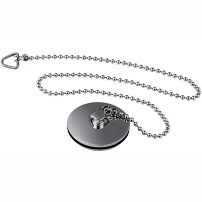 "FNX Bathrooms Chrome Metal Bathroom Bath Plug And Chain Heavy Duty Brass 1 3/4""" - image 1