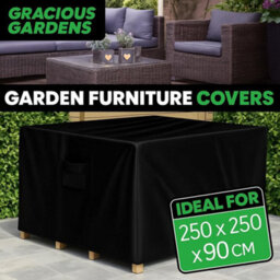 Gracious Gardens Square 250X250X90Cm Outdoor Patio Waterproof Garden Furniture Cover, Weatherproof Rattan Sofa Protector - thumbnail 4