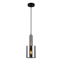 Luminosa Lighting Luminosa Modern Hanging Pendant Satin Nickel 1 Light  With Glass, Smoky Shade, E27 - thumbnail 2