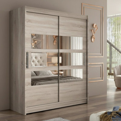 Westa Vii 150 Sliding Door Wardrobe With Mirrors Truffle - image 1