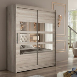 Westa Vii 150 Sliding Door Wardrobe With Mirrors Truffle - thumbnail 1