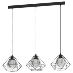 Stylish Geometric Black & Glass Pendant Light For Kitchen Islands