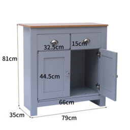 Furniturehmd Sideboard With 2 Doors 2 Drawers Storage Cabinet Cupboard For Living Room,kitchen Grey And Oak - thumbnail 6