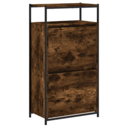 Berkfield Shoe Cabinet Smoked Oak 60X34X112 Engineered Wood - thumbnail 4