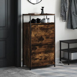 Berkfield Shoe Cabinet Smoked Oak 60X34X112 Engineered Wood - thumbnail 3