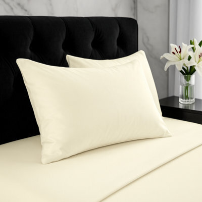 Microfibre Soft Touch Plain Dyed Housewife Pillowcase Pair Cream - image 1