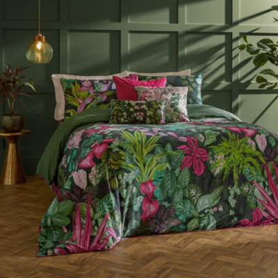 Paoletti Botanical Riches Veadeiros Exotic Floral Duvet Cover Set, King, Pink/green - image 1